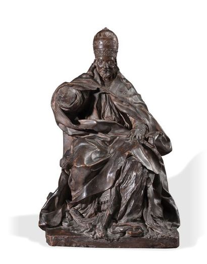 ATTRIBUÉ À ERCOLE FERRATA (CÔME, 1610 - ROME, 1686) 
Statue assise du pape Clément...