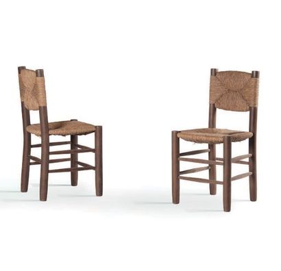 Charlotte PERRIAND (1903-1999) 
Paire de 2 chaises dites 18
Paille, bois
82 x 43...