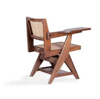 Pierre Jeanneret (1896-1967) 
Chaise dite Classroom Chair
Teck, moelle de rotin
81...
