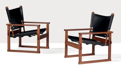 KAI WINDING (XXe) Paire de fauteuils
Cuir, palissandre
83 x 62 x 63 cm.
Poul Hundevad,circa...