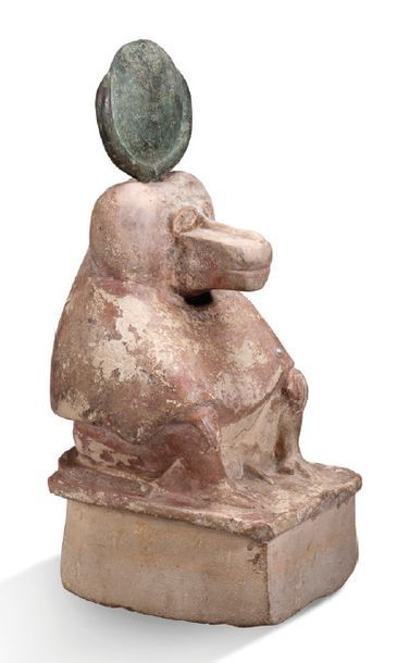 null STATUETTE : DIEU THOT BABOUIN. EGYPTE, BASSE EPOQUE (664 - 332 AV. J.-C.)
AN...