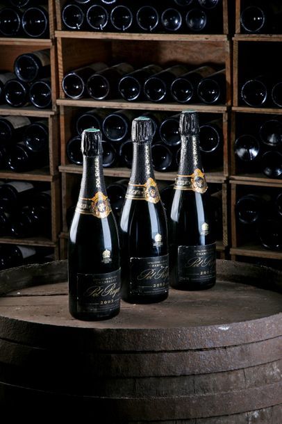null 3 Blles Champagne - 2002 - Pol Roger - état/ condition: Coiffes et étiquettes...