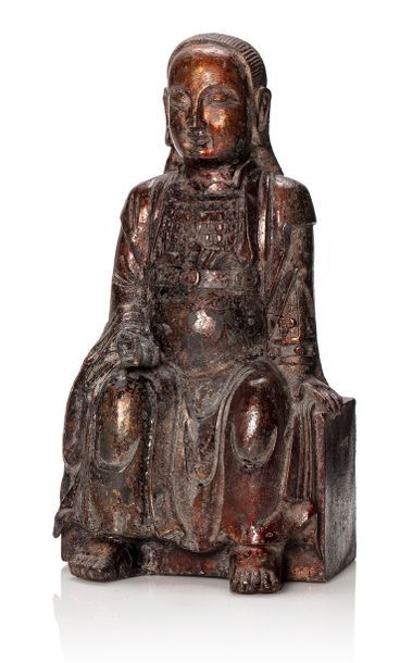 CHINE DU SUD Sculpture en bronze laqué représentant zhenwu en armure.
H. 24 cm

中国南方十九世纪...