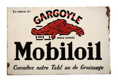 MOBILOIL Plaque en tôle émaillée porte drapreau double face
Bon état, éclats en bordure
Dim:...