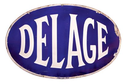 Delage Plaque en tôle émaillée
Email ED. Jean
Bon état, éclats et restaurations
Dim:...