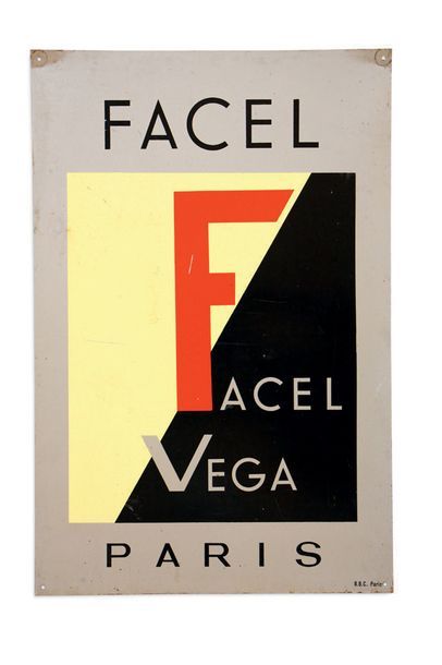 Facel Vega Tôle peinte R.B.C. Paris Dim: 68 X 45 cm envrion On joint une tôle peinte...