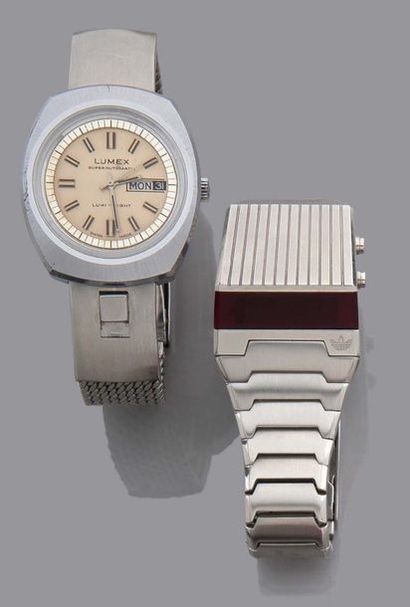 null LOT DE 2 montres
-LUMEX Lumi-Nigh
Vers 1970. Rare montre automatique avec un...