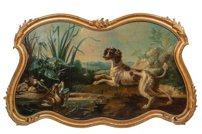 École Française du XVIIIe siècle, suiveur d'Alexandre François DESPORTES Deux chiens...