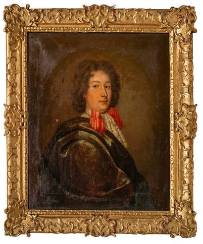 ECOLE FRANÇAISE VERS 1710 Portrait d'homme au ruban
Toile ovale mise au rectangle...
