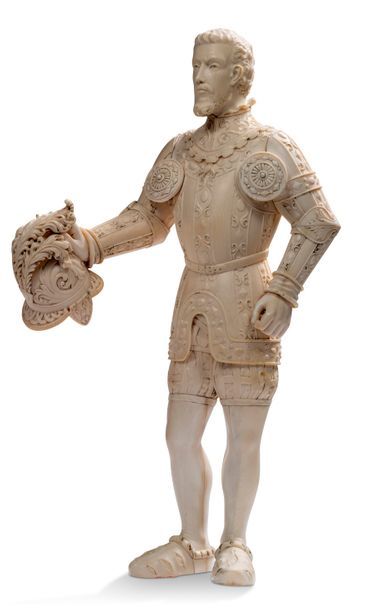 null IMPORTANTE STATUETTE
Portrait de Don Juan d'Espagne en armure
Ivoire sculpté...