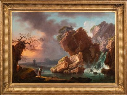 Carlo BONAVIA (Rome ? - Naples 1788) Pêcheurs près d'une cascade
Toile
65 x 95 cm
Dans...
