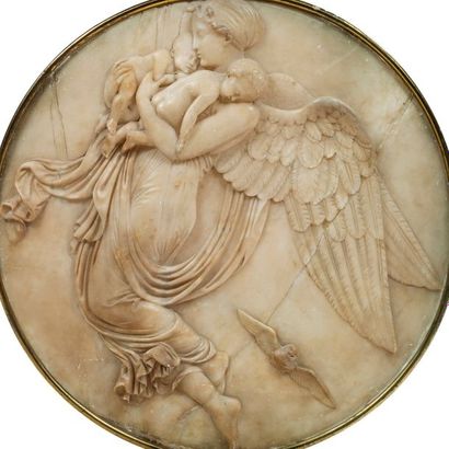 D'APRÈS BERTEL THORVALDSEN (1770-1844) Le Jour
Grand médaillon en relief. Albâtre...