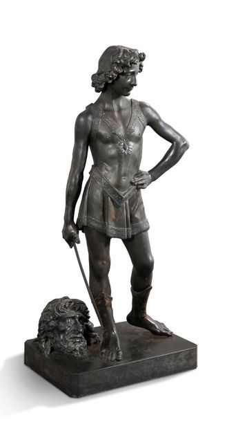 D'APRÈS ANDREA DEL VERROCHIO (1435-1488) David
Epreuve en bronze à patine brune XIXe...