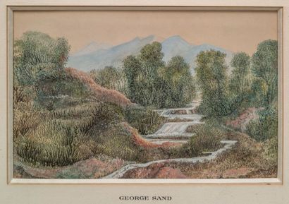GEORGE SAND (PARIS, 1804 - NOHANT-VIC, 1876) Rivière dans un paysage de montagne
Aquarelle...