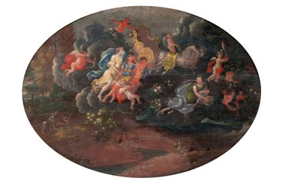 École FRANÇAISE vers 1700 Vénus et Mars, ou Allégorie de la Beauté et de la Vaillance
Panneau...