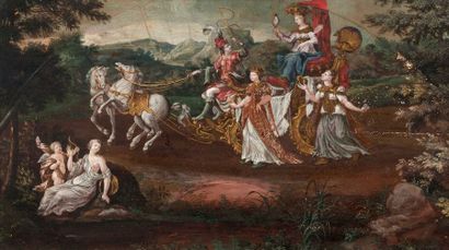 ATTRIBUÉ À JEAN COTELLE(1645 - 1708) Le triomphe de Junon
Papier marouflé sur panneau,...