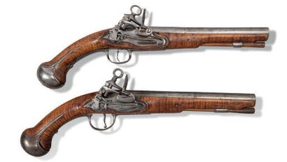 null Paire de pistolets à silex de cavalerie réglementaires espagnols. XVIIIe s.
Pair...