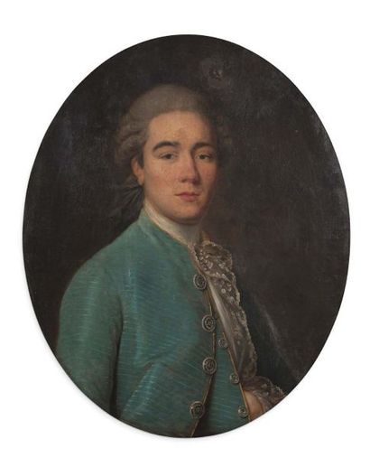 ECOLE FRANÇAISE VERS 1770, ENTOURAGE DE VESTIER Portrait d'un gentilhomme
Toile ovale...