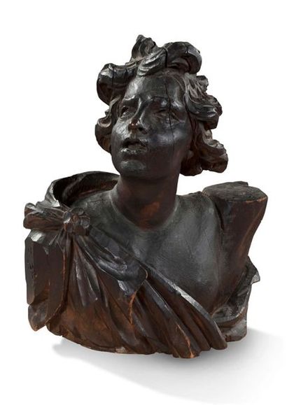 ITALIE OU FLANDRES, FIN DU XVIIE SIÈCLE Buste masculin en bois sculpté
Elément d'une...
