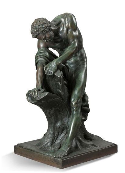 D'APRÈS EDME DUMONT (1720-1775) Milon de Crotone
Importante épreuve en bronze à patine...