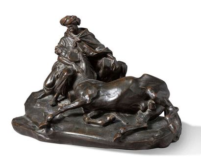 BARON CHARLES MAROCHETTI (1805-1867) La mort d'un ami
Bronze à patine brune
H: 28...