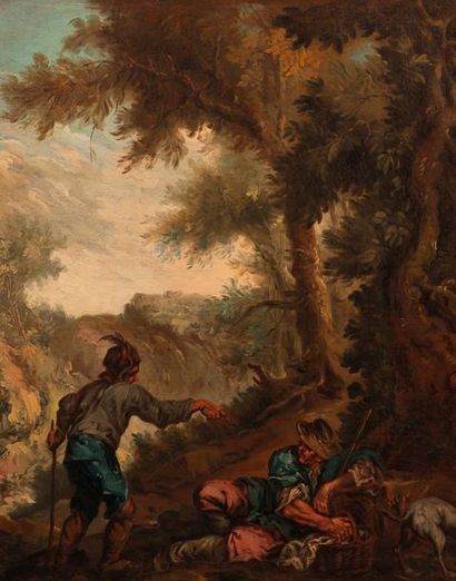 GIUSEPPE ANTONIO PIANCA (AGNONA 1703 - MILAN 1760) Bergers sur un chemin Bergers...