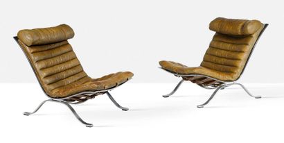 ARNE NORELL (1917-1971) Paire de fauteuils dit Ari
Acier, cuir
80 x 68 x 70 cm.
Norell...