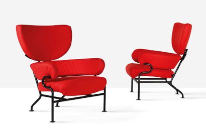 Franco ALBINI (1905-1977) Paire de fauteuils PL19 dit Tre pezzi
Métal, velours
92...