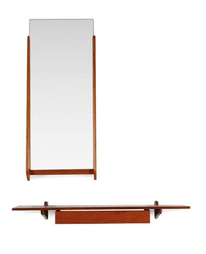KAI KRISTIANSEN (1910-1975) Console d'applique et miroir
Teck, miroir
91 x 38 cm.;...