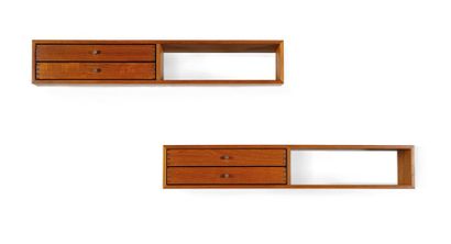 KAI KRISTIANSEN (1910-1975) Suite de 2 meubles d'appliques
Teck, acier 15.5 x 89...