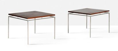 KNUD JOOS-JENSEN (1928-2008) Paire de tables dites 600
Palissandre, acier
42 x 42...