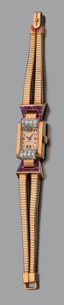 null Montre de dame "retro"
Bracelet tubogaz or 18k (750) platine (950), diamants...