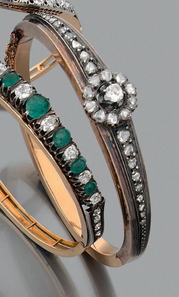 null Bracelet "jonc"
Diamants taillés en roses, diamants taille ancienne, or 18K...