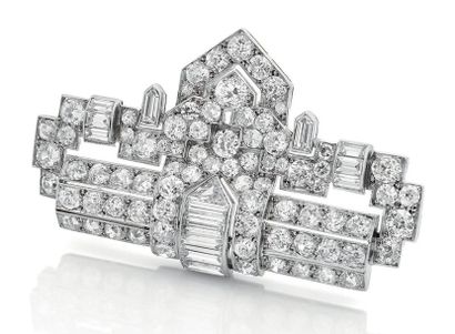 null Clip "diamants"
Diamants de taille ancienne et diamants baguettes, platine (950)...