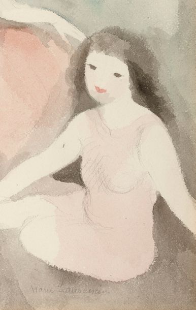 Marie LAURENCIN (1883-1956) Deux jeunes filles
Aquarelle et crayon sur papier, signée...