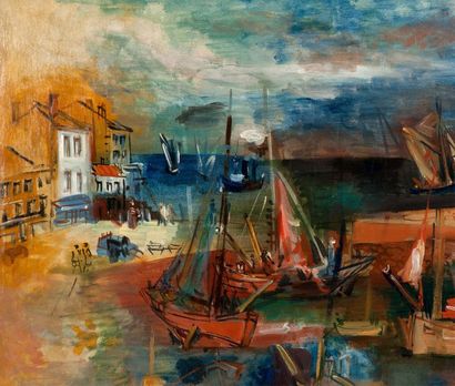 Jean DUFY (1888-1964) Le port
Huile sur toile, signée en bas à droite
81 x 100 cm

Le...