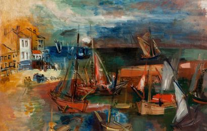Jean DUFY (1888-1964) Le port
Huile sur toile, signée en bas à droite
81 x 100 cm

Le...