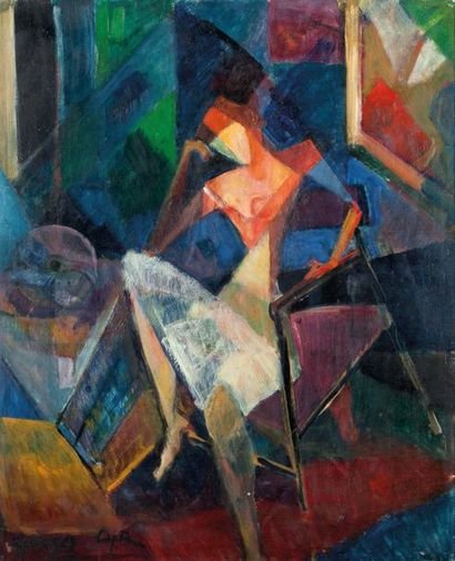 Georges Albert CYR (1880-1964) Femme à la toilette, 1954-1956
Huile sur panneau,...