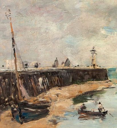 Eugène BOUDIN (1824-1898) Trouville, les jetées, marée basse, 1890
Huile sur panneau,...