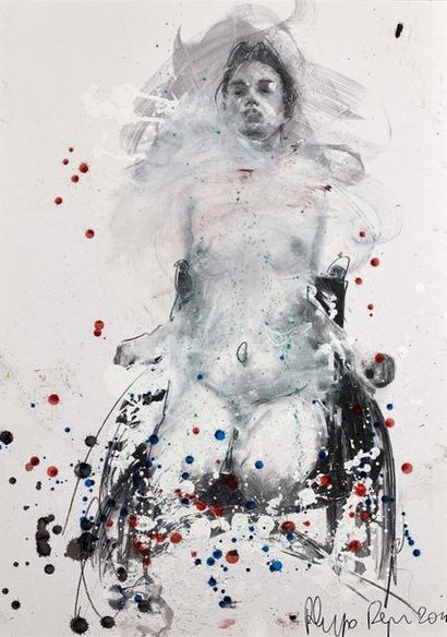 PHILIPPE PASQUA (NÉ EN 1964) Femme nue, 2011
Lithographie rehaussée et technique...