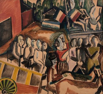 Ossip ZADKINE (1890-1967) Le bal du 14 juillet, 1922

Gouache sur papier, signée...