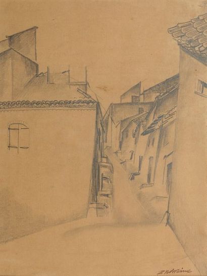 Ossip ZADKINE (1890-1967) Rue du village, circa 1919

Crayon sur papier, signé en...