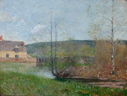 Maxime MAUFRA (1861-1918) La rivière à Auray

Huile sur toile, signée en bas à droite

46...