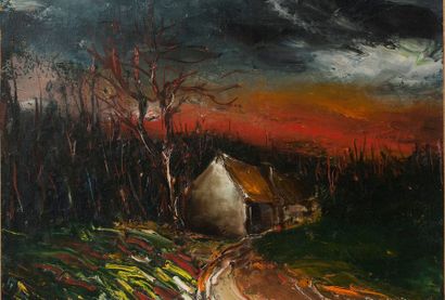 Maurice de Vlaminck (1876-1958) Paysage d'automne (ou maison au bord du chemin)

Huile,...