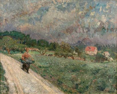 Emilio BOGGIO (1857-1920) Le chemin de la Bourgogne, Auvers, 1917

Huile sur toile,...