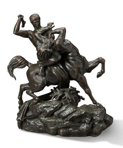 ANTOINE-LOUIS BARYE (1796-1875) Combat du Centaure et du Lapithe.
Bronze à patine...