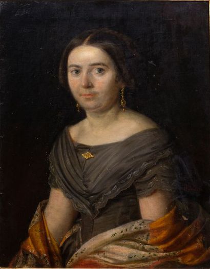 NIKOLAY EFIMOVICH RACHKOV (NIJNI NOVGOROD 1825 - MOSCOU 1895) Portrait de femme à...