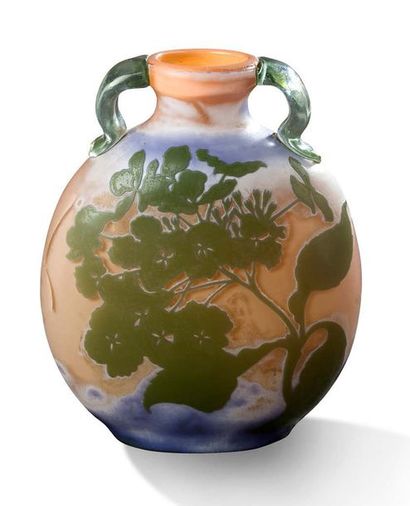 ÉTABLISSEMENT GALLÉ Important vase gourde à panse aplatie et anses latérales Epreuve...