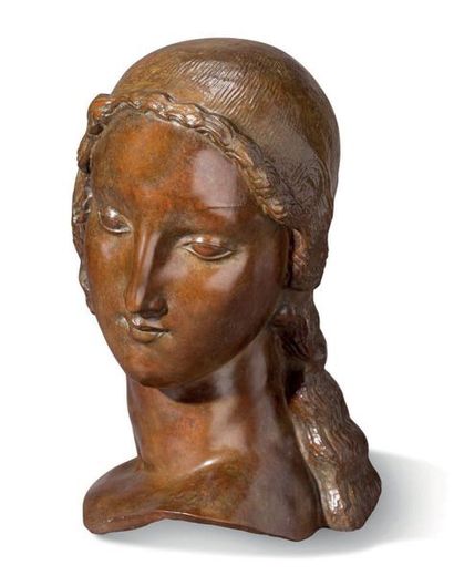 Alfred-Auguste JANNIOT (1889-1969) Tête de Nymphe
Epreuve en bronze à patine mordorée.
Fonte...