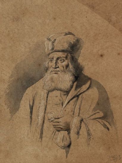 Jean-Jacques de BOISSIEU (1736-1810) Homme barbu tenant une bourse
Plume et encre...
